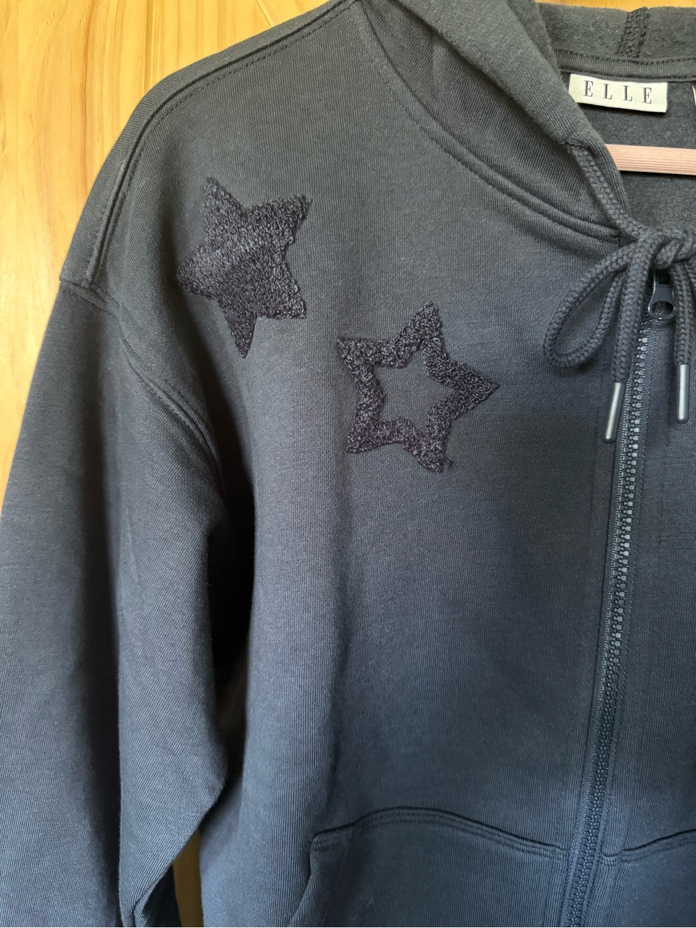 Elle Dark Navy Blue Zip Hoodie with Star Appliqués - Picture 3 of 9